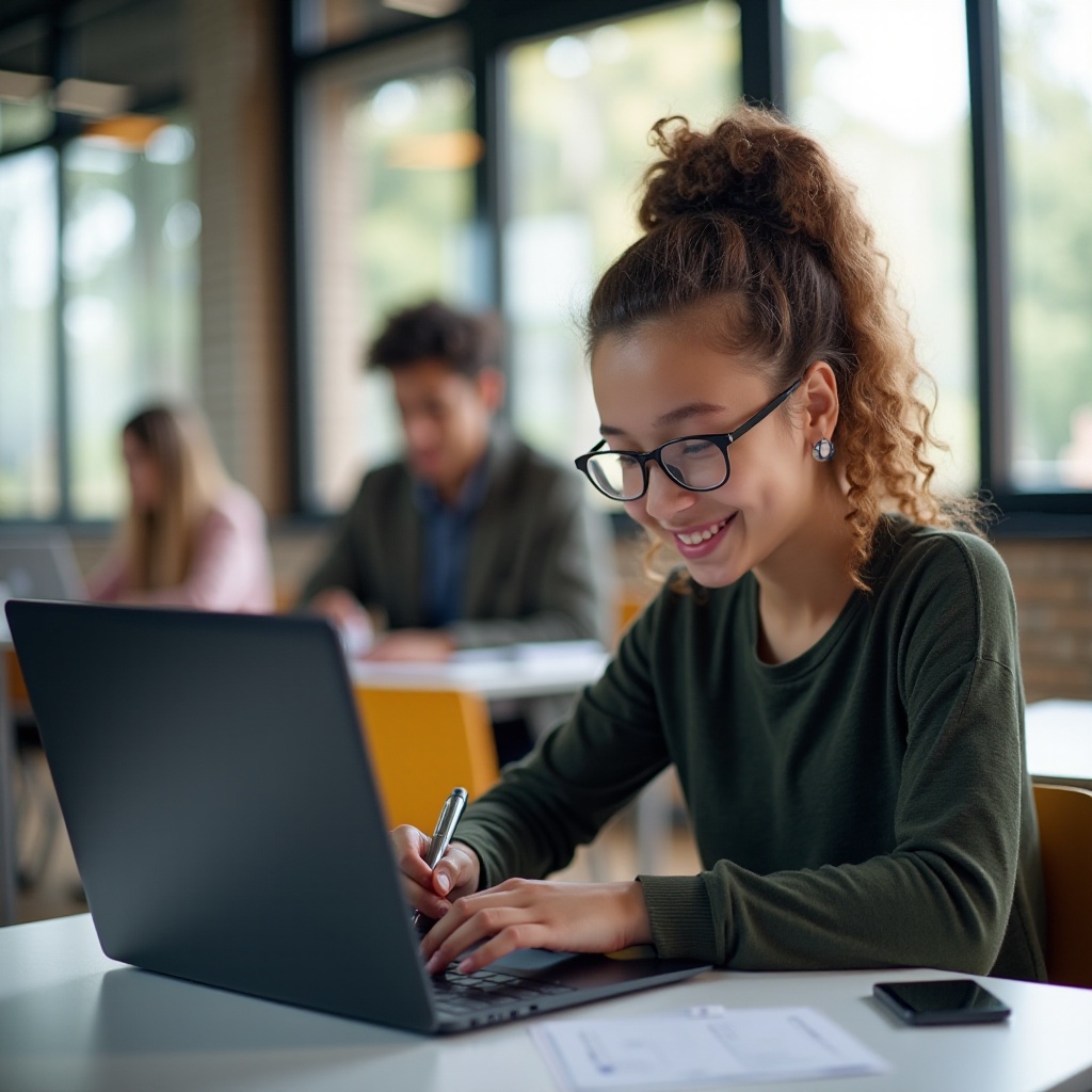 Laptop mit Touchscreen und Stift für Studenten