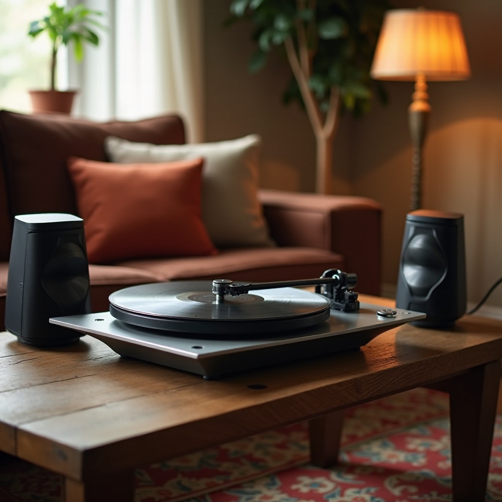 toca-discos que se conecta a alto-falantes bluetooth